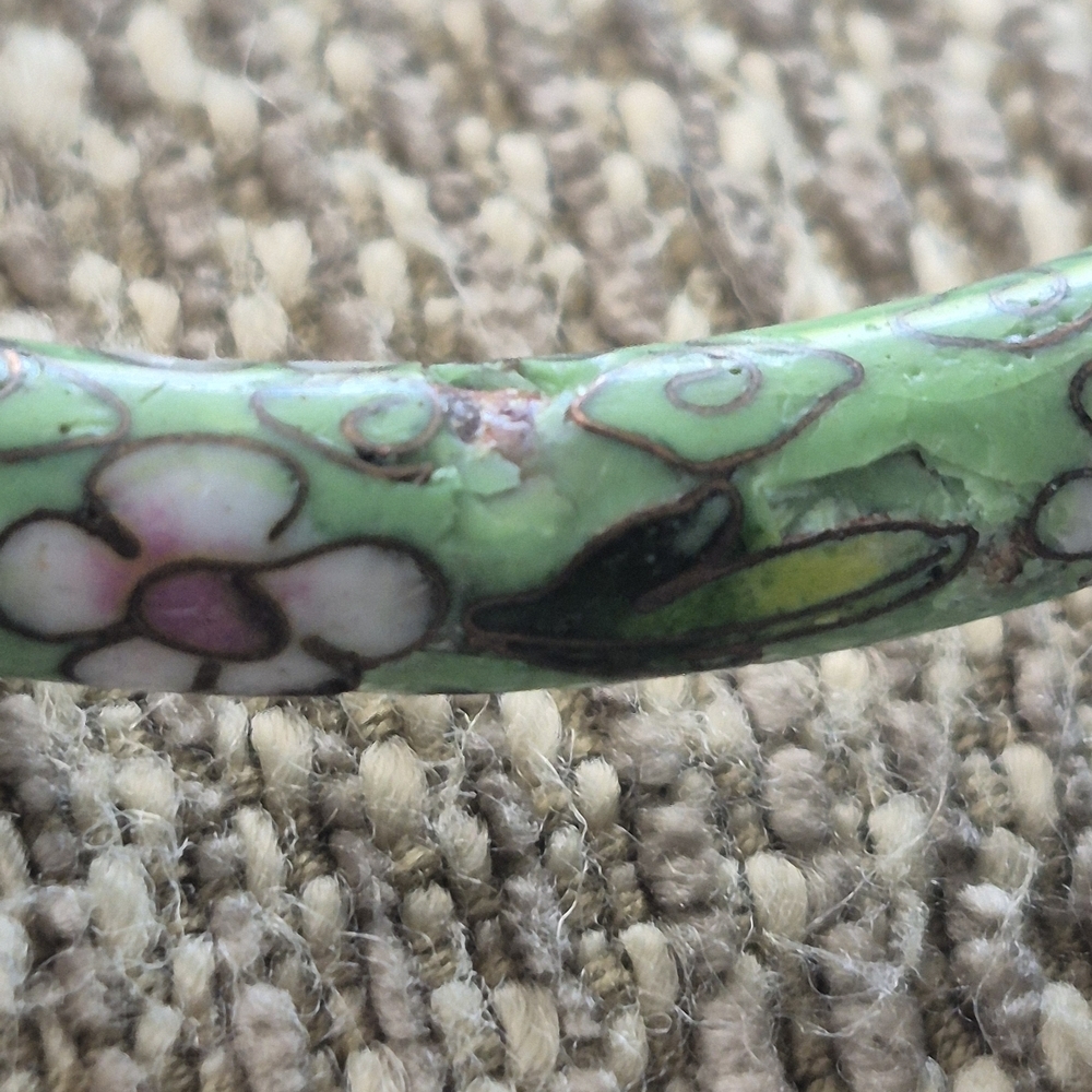 Floral Green Bangle Bracelet - Picture 5 of 8